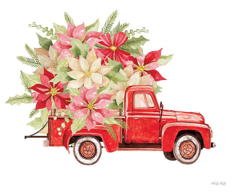 Poinsettia Pickup White Modern Wood Framed Art Print with Double Matting by Jacobs, Cindy