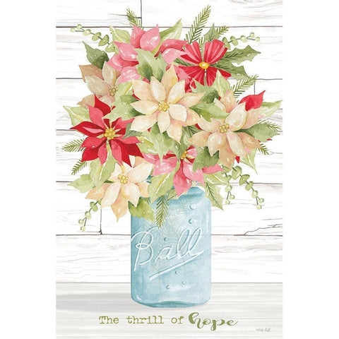 The Thrill of Hope Poinsettias Gold Ornate Wood Framed Art Print with Double Matting by Jacobs, Cindy