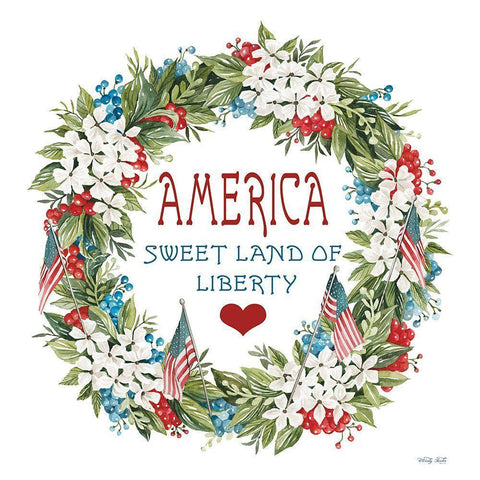 America Wreath White Modern Wood Framed Art Print by Jacobs, Cindy