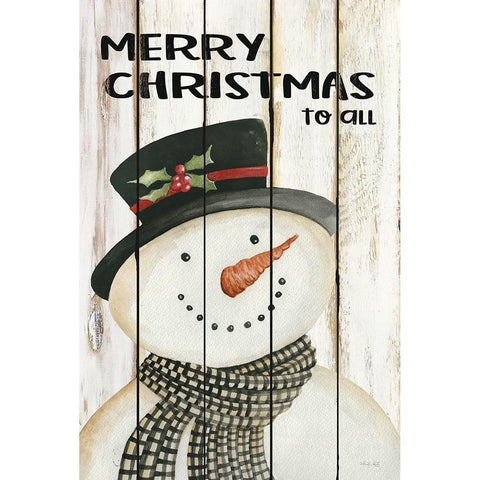 Merry Christmas to All Snowman Black Modern Wood Framed Art Print with Double Matting by Jacobs, Cindy