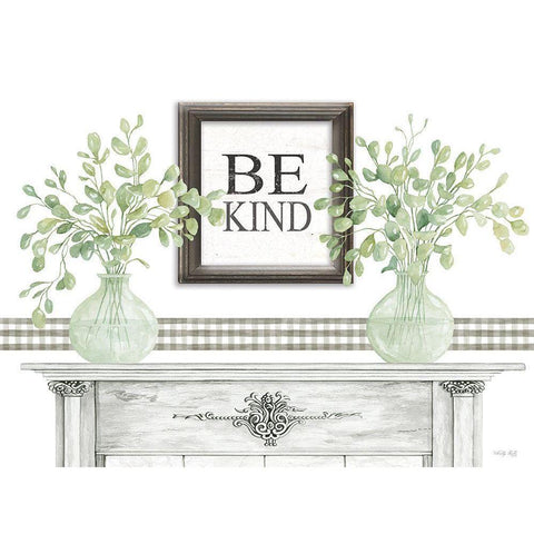 Be Kind Table White Modern Wood Framed Art Print by Jacobs, Cindy