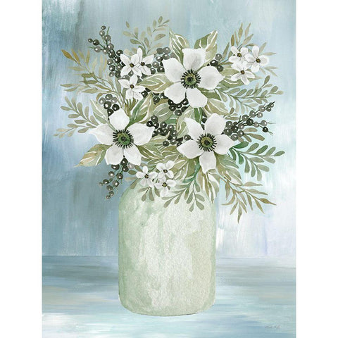 White Blooms I   White Modern Wood Framed Art Print by Jacobs, Cindy