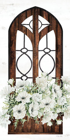 Window Arch Floral I Black Ornate Wood Framed Art Print with Double Matting by Jacobs, Cindy