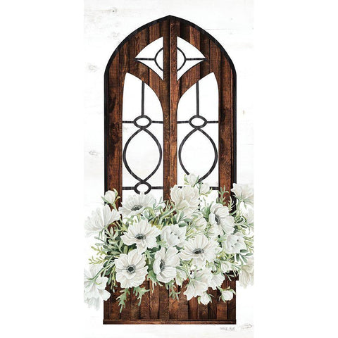 Window Arch Floral I White Modern Wood Framed Art Print by Jacobs, Cindy