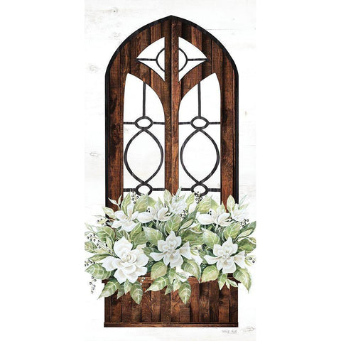 Window Arch Floral II Black Modern Wood Framed Art Print with Double Matting by Jacobs, Cindy