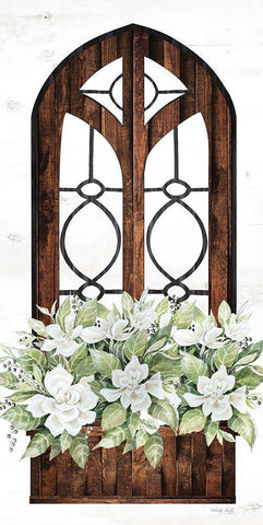 Window Arch Floral II Black Ornate Wood Framed Art Print with Double Matting by Jacobs, Cindy