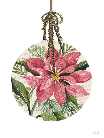 Poinsettia Ornament White Modern Wood Framed Art Print with Double Matting by Jacobs, Cindy