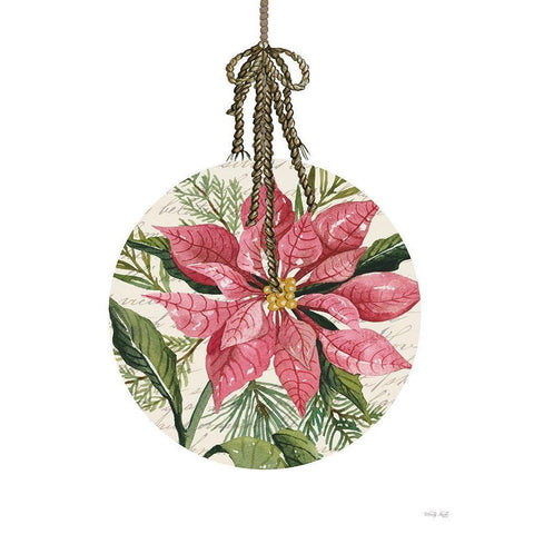 Poinsettia Ornament Black Modern Wood Framed Art Print with Double Matting by Jacobs, Cindy