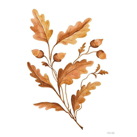 Fall Leaf Stem I White Modern Wood Framed Art Print by Jacobs, Cindy