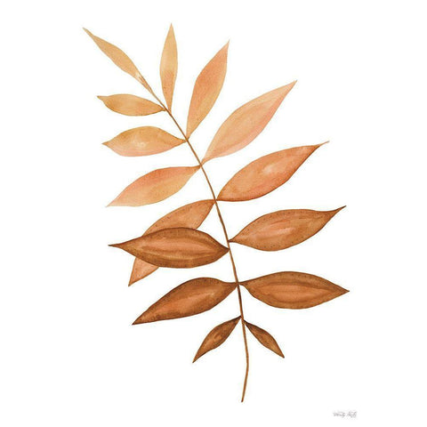 Fall Leaf Stem II White Modern Wood Framed Art Print by Jacobs, Cindy