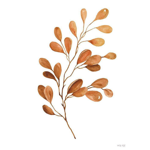 Fall Leaf Stem III White Modern Wood Framed Art Print by Jacobs, Cindy