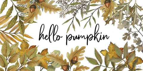 Hello Pumpkin White Modern Wood Framed Art Print with Double Matting by Jacobs, Cindy