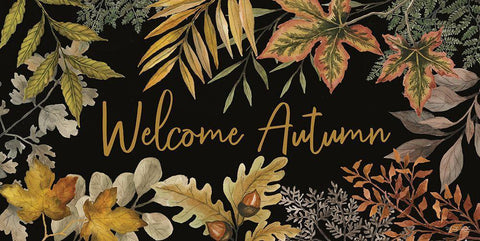 Welcome Autumn White Modern Wood Framed Art Print with Double Matting by Jacobs, Cindy
