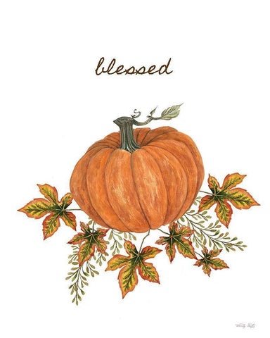 Blessed Pumpkin White Modern Wood Framed Art Print with Double Matting by Jacobs, Cindy