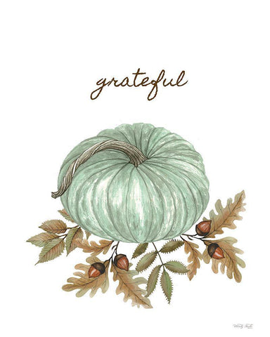 Grateful Pumpkin White Modern Wood Framed Art Print with Double Matting by Jacobs, Cindy