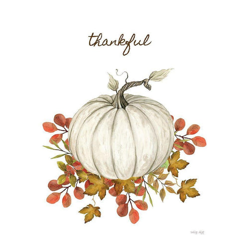 Thankful Pumpkin White Modern Wood Framed Art Print by Jacobs, Cindy