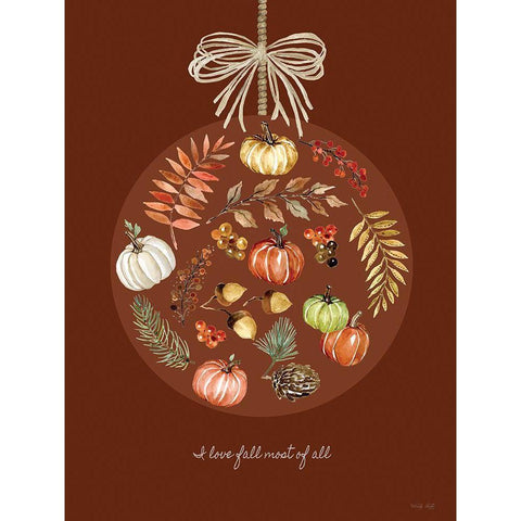 I Love Fall Ornament Gold Ornate Wood Framed Art Print with Double Matting by Jacobs, Cindy