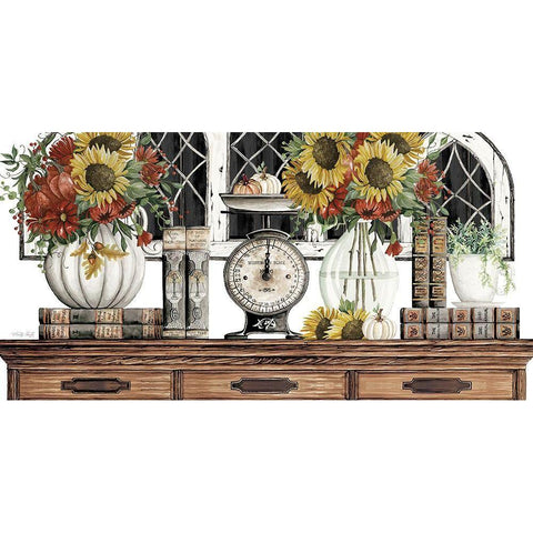 Fall Sunflowers Gold Ornate Wood Framed Art Print with Double Matting by Jacobs, Cindy