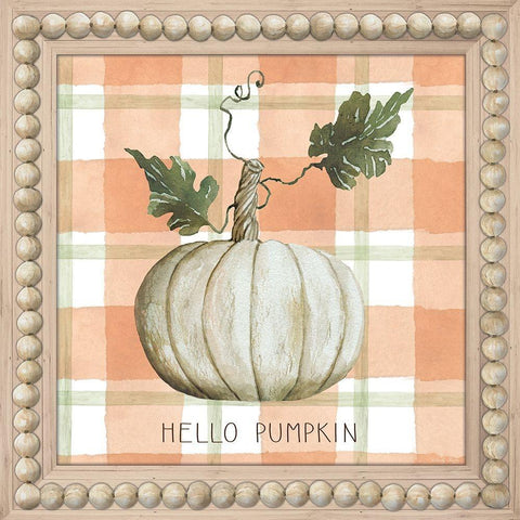 Hello Pumpkin White Modern Wood Framed Art Print with Double Matting by Jacobs, Cindy