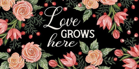 Love Grows Here White Modern Wood Framed Art Print with Double Matting by Jacobs, Cindy