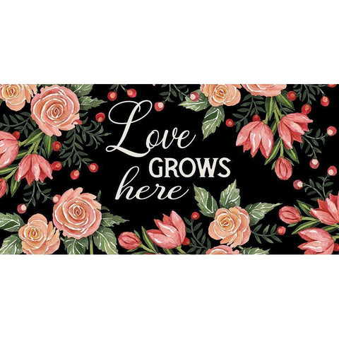 Love Grows Here Black Modern Wood Framed Art Print with Double Matting by Jacobs, Cindy