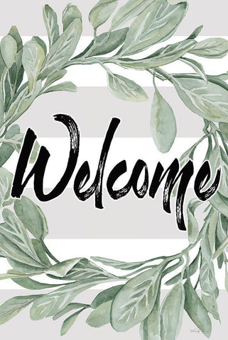 Welcome White Modern Wood Framed Art Print with Double Matting by Jacobs, Cindy