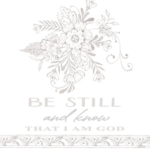 Be Still and Know White Modern Wood Framed Art Print by Jacobs, Cindy