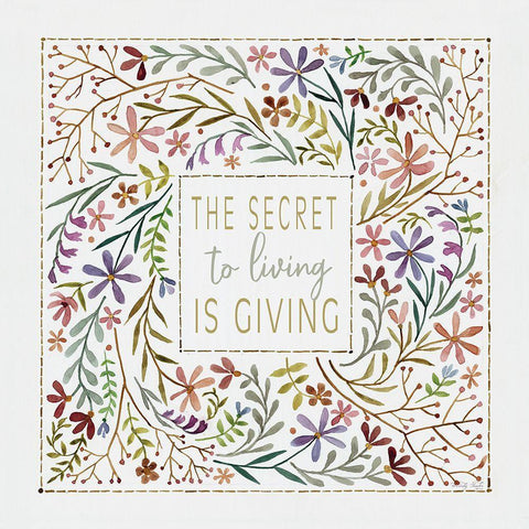 The Secret to Living is Giving Black Ornate Wood Framed Art Print with Double Matting by Jacobs, Cindy