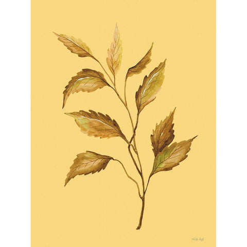 Golden Leaves Black Modern Wood Framed Art Print with Double Matting by Jacobs, Cindy