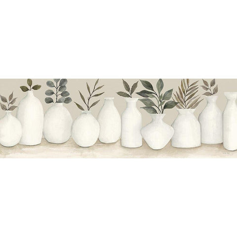 Ivory Vases in a Row White Modern Wood Framed Art Print by Jacobs, Cindy
