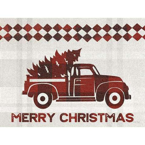 Merry Christmas Truck    Gold Ornate Wood Framed Art Print with Double Matting by Jacobs, Cindy