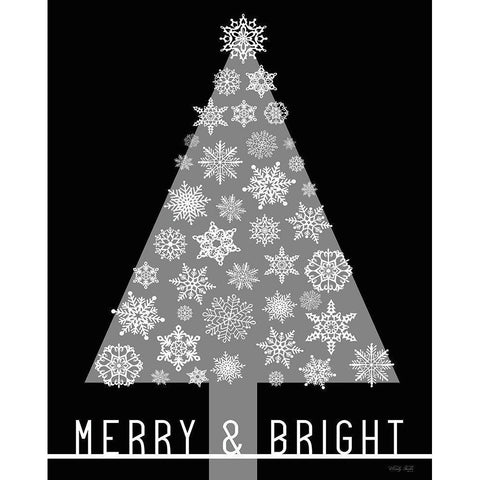 Merry And Bright Christmas Tree    Gold Ornate Wood Framed Art Print with Double Matting by Jacobs, Cindy