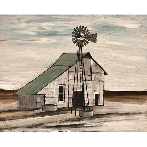 Barn on Barren Land Gold Ornate Wood Framed Art Print with Double Matting by Jacobs, Cindy