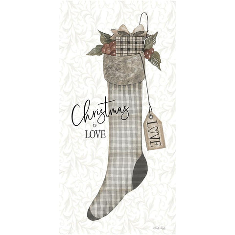 Christmas is Love Stocking Black Modern Wood Framed Art Print with Double Matting by Jacobs, Cindy