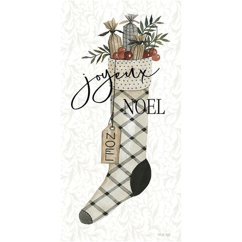 Noel Stocking Black Modern Wood Framed Art Print with Double Matting by Jacobs, Cindy