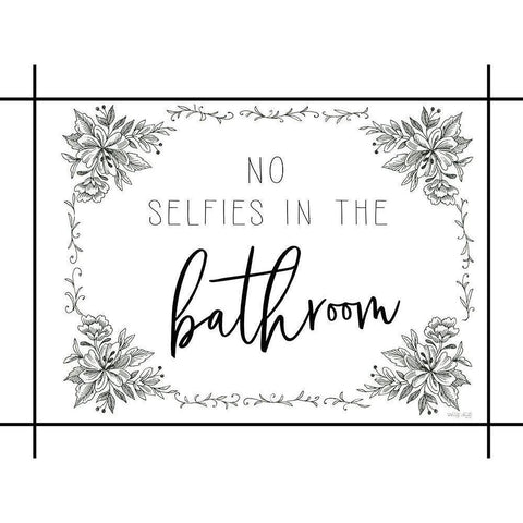 No Selfies in the Bathroom White Modern Wood Framed Art Print by Jacobs, Cindy