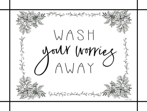 Wash Your Worries Away Black Ornate Wood Framed Art Print with Double Matting by Jacobs, Cindy