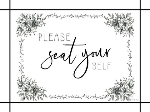 Please Seat Yourself Black Ornate Wood Framed Art Print with Double Matting by Jacobs, Cindy