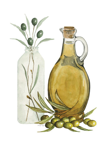 Olive Oil Jar II Black Modern Wood Framed Art Print by Jacobs, Cindy