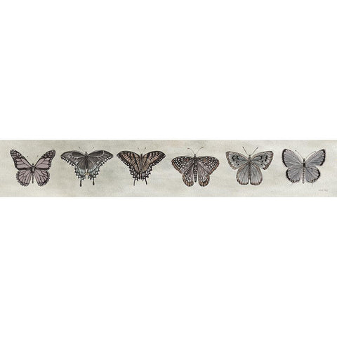 Row of Butterflies I White Modern Wood Framed Art Print by Jacobs, Cindy