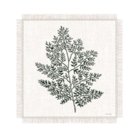 Embroidered Leaves III White Modern Wood Framed Art Print with Double Matting by Jacobs, Cindy