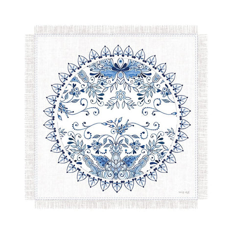 Chinoiserie Circle II White Modern Wood Framed Art Print with Double Matting by Jacobs, Cindy