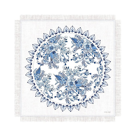 Chinoiserie Circle III White Modern Wood Framed Art Print with Double Matting by Jacobs, Cindy