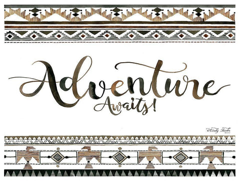 Adventure Awaits Black Ornate Wood Framed Art Print with Double Matting by Jacobs, Cindy