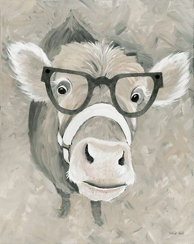 Hello There Cow Black Modern Wood Framed Art Print by Jacobs, Cindy