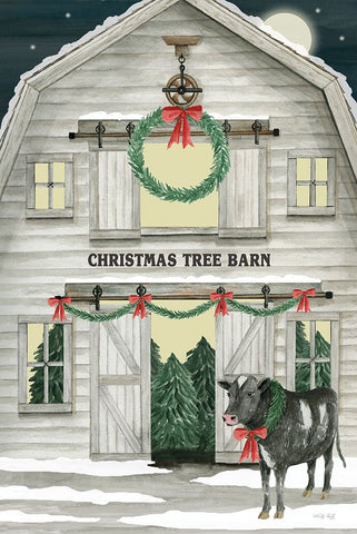 Christmas Tree Sale on the Farm Black Modern Wood Framed Art Print by Jacobs, Cindy