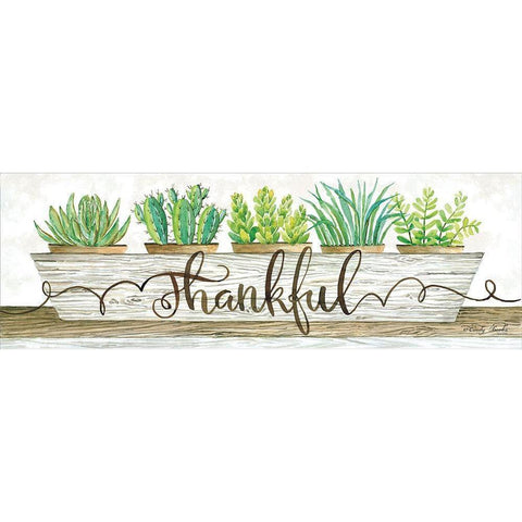 Thankful Succulent Pots White Modern Wood Framed Art Print by Jacobs, Cindy