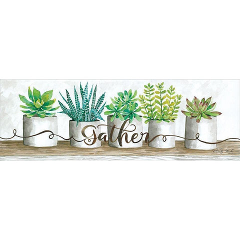 Gather Succulent Pots Black Modern Wood Framed Art Print with Double Matting by Jacobs, Cindy