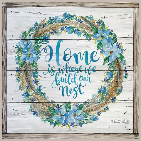 Home is Where We Build Our Nest White Modern Wood Framed Art Print by Jacobs, Cindy