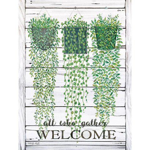 Ivy Welcome All Who Gather Gold Ornate Wood Framed Art Print with Double Matting by Jacobs, Cindy